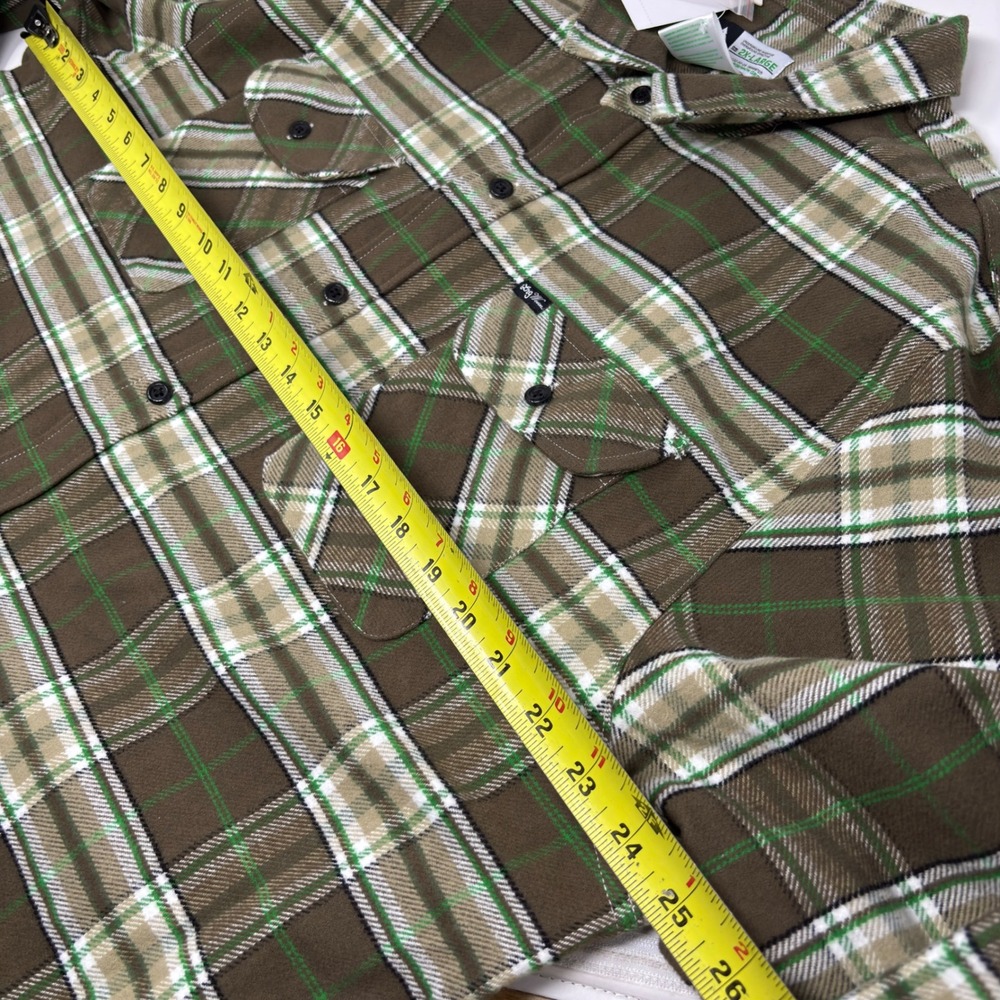 LRG Heavy Flannel Shirt Mens 2XL Green Brown Plaid Overshirt Streetwear - Picture 3 of 6